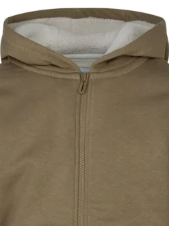 Sweat zippé en coton mélangé caramel uni coupe ajustée et col capuche