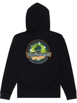 Sweat zippé en coton mélangé noir uni à capuche avec une coupe droite