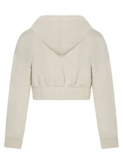 Sweat zippé en coton mélangé écru uni pourvu d'une coupe droite