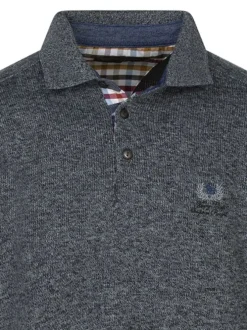 Sweat anthracite moucheté avec un col polo et des manches longues