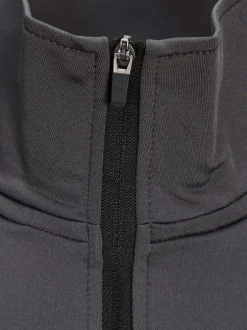 Sweat anthracite uni coupe droite avec un col camionneur et un 1/2 zip au col