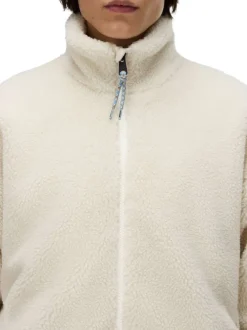 Sweat beige avec imprimé au dos à coupe droite et à col montant zippé