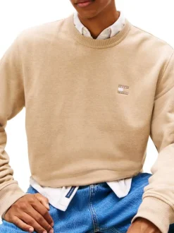 Sweat beige uni avec une coupe droite et des manches longues
