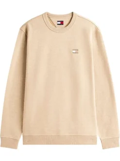 Sweat beige uni avec une coupe droite et des manches longues
