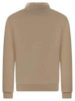 Sweat beige uni à coupe droite avec un col montant et un zip