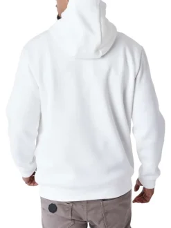 Sweat blanc imprimé à coupe ample avec nom de la marque taupe et col à capuche