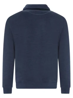Sweat bleu côtelé avec un col montant zippé et des manches longues