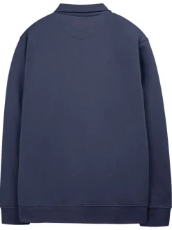 Sweat bleu foncé uni avec une coupe droite et un col montant