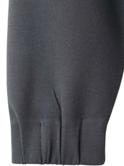 Sweat bleu gris uni en maille piquée avec une coupe droite et un col rond