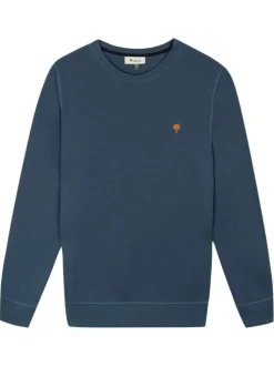 Sweat bleu uni avec une coupe droite et des manches longues
