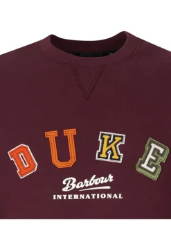 Sweat bordeaux en coton fantaisie avec un col rond et un empiècement au col