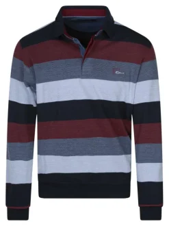 Sweat bordeaux rayé coupe ajustée col polo avec un logo brodé