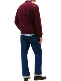 Sweat bordeaux uni avec un col rond et des manches longues