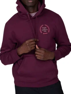 Sweat bordeaux uni avec une coupe droite et un col à capuche