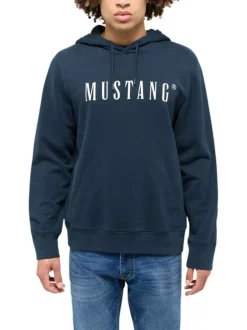 Sweat Bronson à capuche en coton marine à coupe droite avec logo imprimé blanc