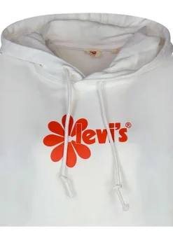 Sweat à capuche blanc fantaisie en coton avec logo floqué