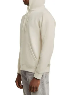 Sweat à capuche blanc uni avec une coupe droite et une poche kangourou