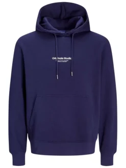 Sweat à capuche bleu uni avec une coupe droite et une poche kangourou