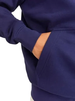 Sweat à capuche bleu uni avec une coupe droite et une poche kangourou