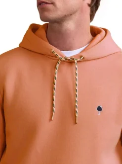 Sweat à capuche brique uni avec une coupe droite et un logo brodé