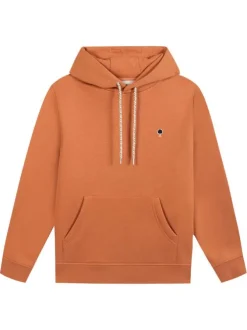 Sweat à capuche brique uni avec une coupe droite et un logo brodé