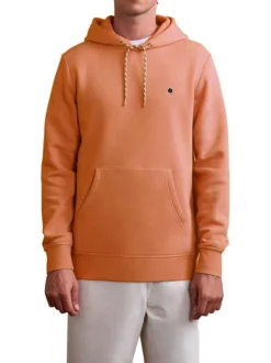 Sweat à capuche brique uni avec une coupe droite et un logo brodé