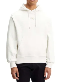 Sweat à capuche en coton avec logo floqué en doré au milieu de la poitrine