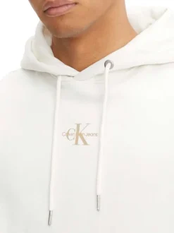 Sweat à capuche en coton avec logo floqué en doré au milieu de la poitrine