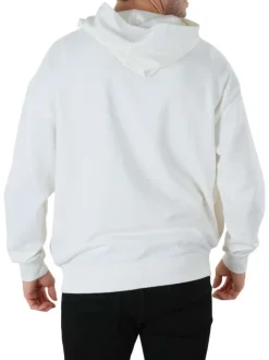 Sweat à capuche en coton blanc uni avec une coupe droite et coeur brodé