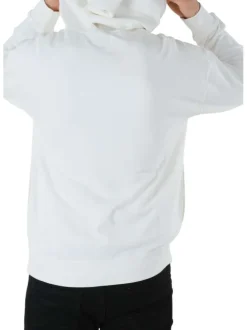 Sweat à capuche en coton blanc uni avec une coupe droite et coeur brodé