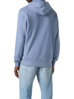 Sweat à capuche en coton bleu uni avec une coupe droite et nom iconique