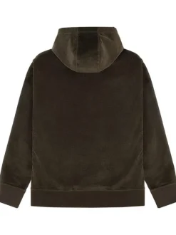 Sweat à capuche en coton kaki uni avec une poche kangourou à l'avant