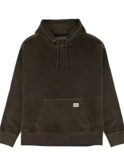 Sweat à capuche en coton kaki uni avec une poche kangourou à l'avant