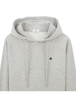 Sweat à capuche en coton mélangé anthracite chiné avec une coupe droite