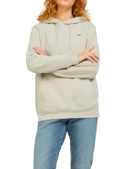 Sweat à capuche en coton mélangé beige avec une coupe relaxed fit