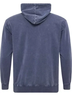 Sweat à capuche en coton mélangé bleu délavé avec une coupe droite