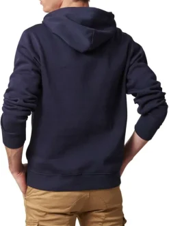 Sweat à capuche en coton mélangé bleu marine uni avec une grande poche