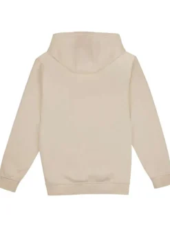 Sweat à capuche en coton mélangé ecru uni coupe droite col à capuche
