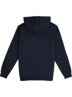 Sweat à capuche en coton mélangé marine uni avec une coupe droite