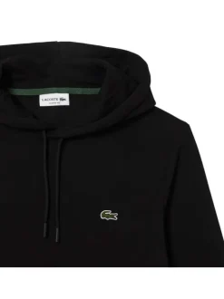 Sweat à capuche en coton mélangé noir avec une coupe droite et logo brodé