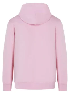 Sweat à capuche en coton mélangé rose uni avec une coupe droite et le logo brodé