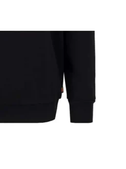 Sweat à capuche en coton noir avec une coupe droite col croisé et gros logo devant