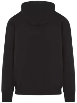 Sweat à capuche en coton noir logotypé à l'avant avec une coupe droite