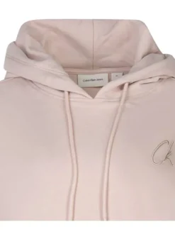 Sweat à capuche en coton rose uni avec une fermeture zippée à l'avant