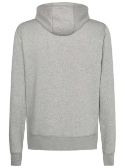 Sweat à capuche gris chiné avec logo brodé sur l'extrémité de la manche gauche