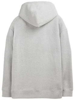 Sweat à capuche gris clair chiné en tissu éponge à coupe droite