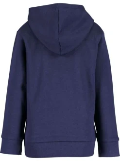 Sweat à capuche marine en coton avec lettrage orné de sequins sur la poitrine