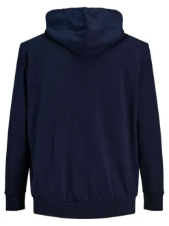 Sweat à capuche marine en coton mélangé avec une coupe et un zip de fermeture
