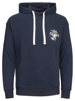 Sweat à capuche marine fantaisie en coton avec une poche kangourou