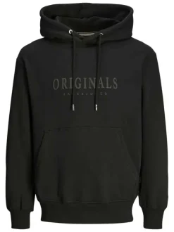 Sweat à capuche noir uni avec une coupe droite et une poche kangourou